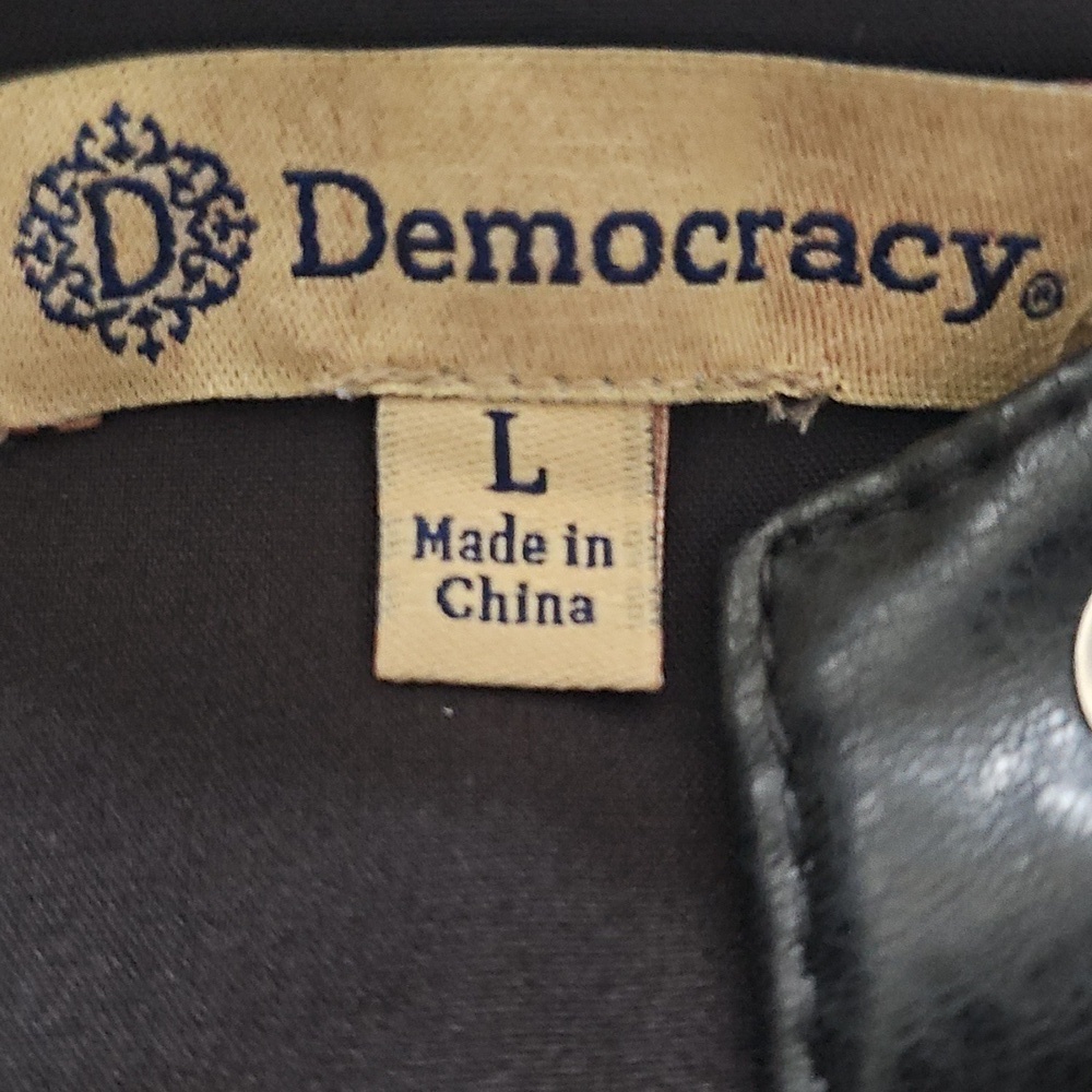 NWT Democracy Faux Leather Biker Jacket Retro Y2K Large Black/Cream - Picture 13 of 15